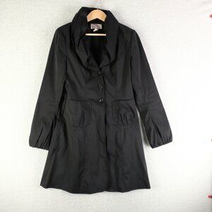 Joseph Ribkoff Coat Womens 8 Black Button Up Lightweight Trench Pockets Classic